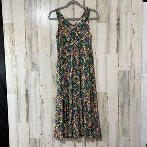 LOFT Green Floral Sleeveless Maxi Dress